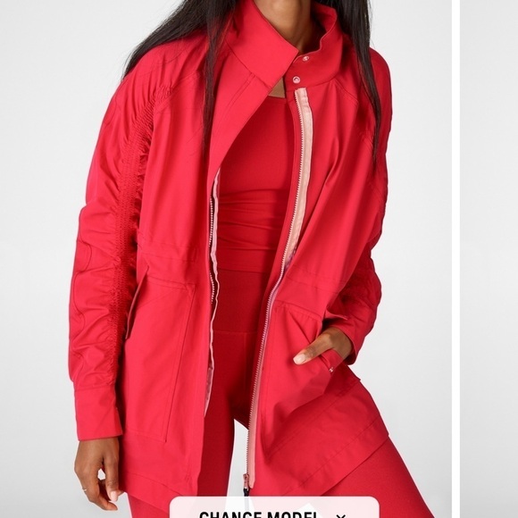 Fabletics Jackets & Blazers - Fabletics Gianna 2 Lightweight Rain Jacket Red Persimmon Size Medium